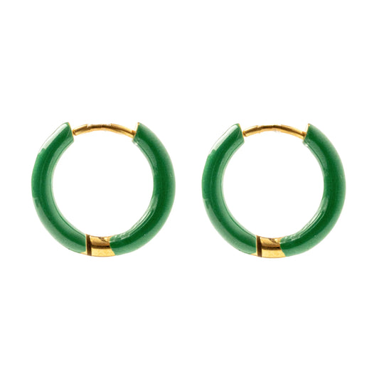 Σκουλαρίκια κρίκοι χρωματιστοί Mar and Mar Elvy Hoops (Green) από ανοξείδωτο ατσάλι