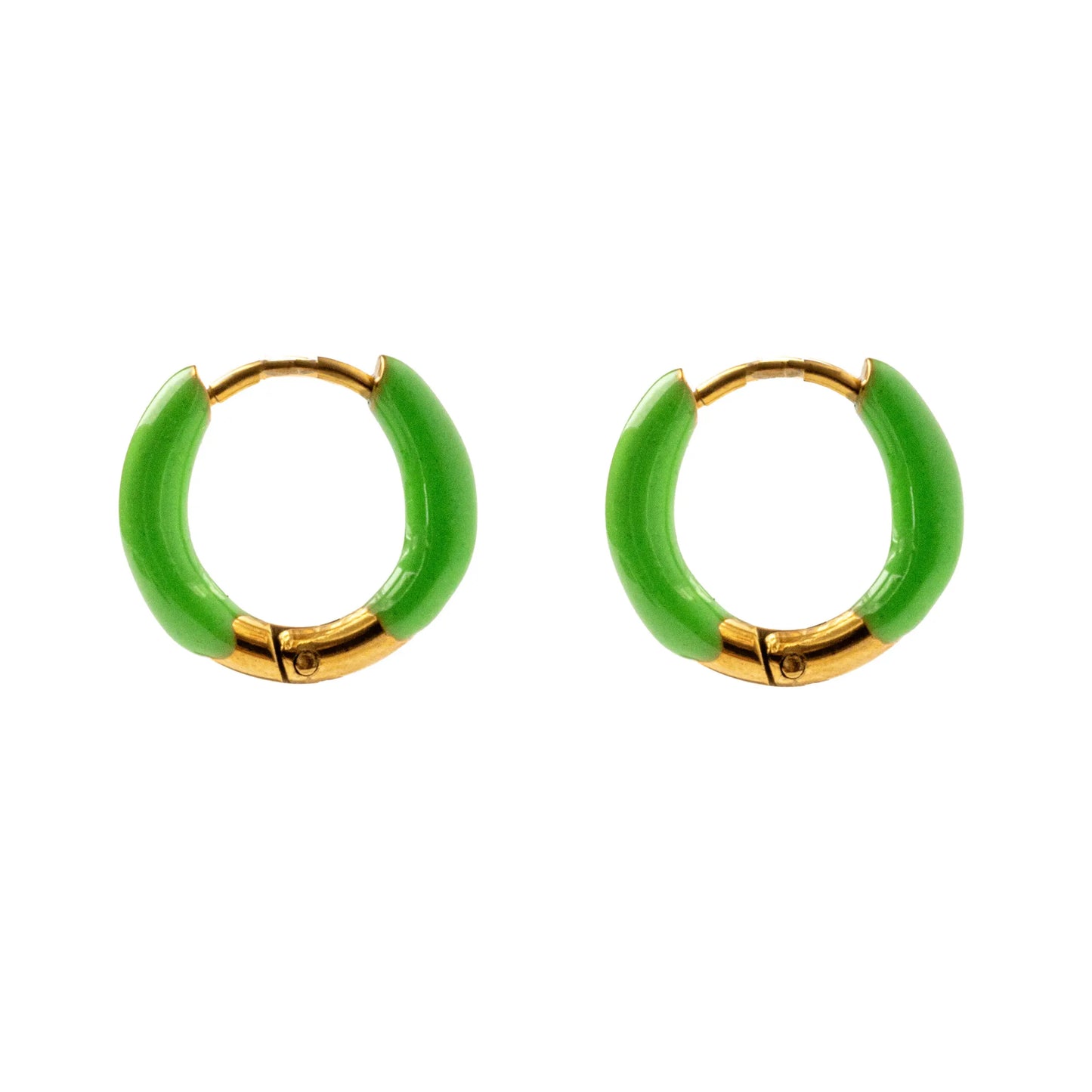 Σκουλαρίκια κρίκοι χρωματιστοί Mar & Mar Elvy Mini Hoops (Green) από ανοξείδωτο ατσάλι