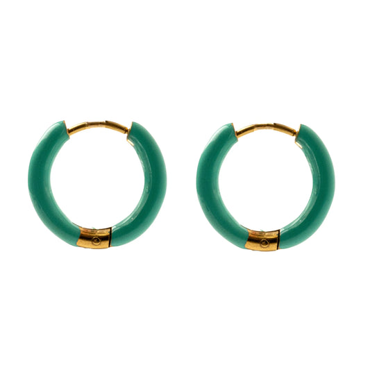 Σκουλαρίκια κρίκοι χρωματιστοί Mar and Mar Elvy Hoops (Turquoise) από ανοξείδωτο ατσάλι