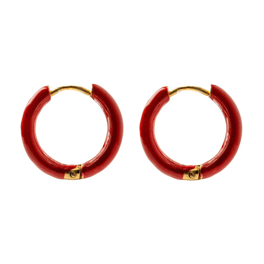 Σκουλαρίκια κρίκοι χρωματιστοί Mar and Mar Elvy Hoops (Red) από ανοξείδωτο ατσάλι