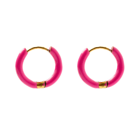 Σκουλαρίκια κρίκοι χρωματιστοί Mar and Mar Elvy Hoops (Fuchsia) από ανοξείδωτο ατσάλι