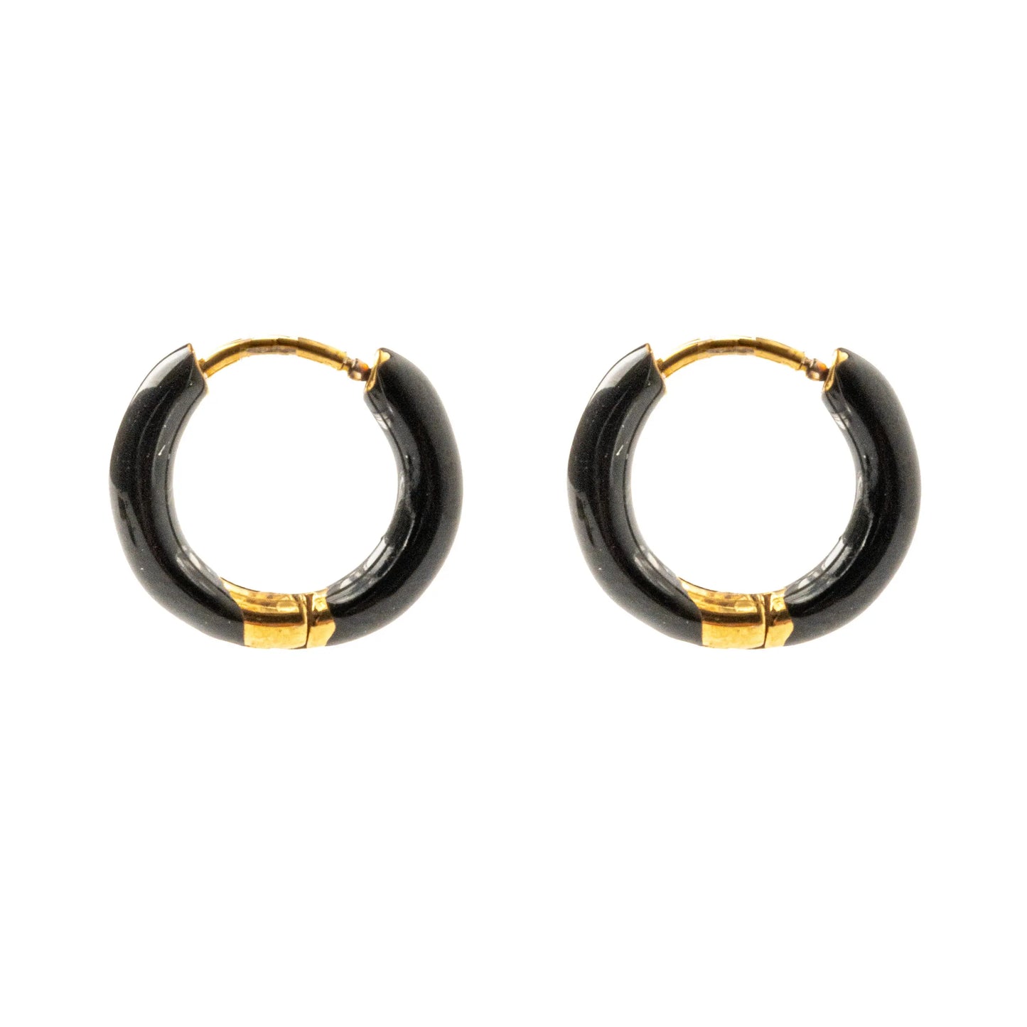 Σκουλαρίκια κρίκοι χρωματιστοί Mar & Mar Elvy Hoops (Black) από ανοξείδωτο ατσάλι