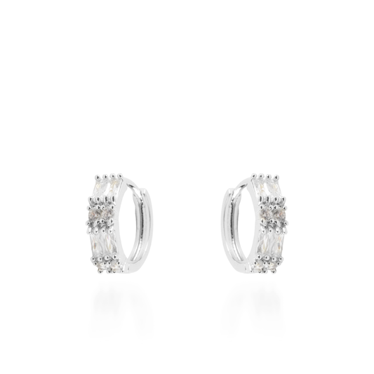 Σκουλαρίκια κρίκοι με ζιργκόν Mar and Mar Genevry Silver από ανοξείδωτο ατσάλι