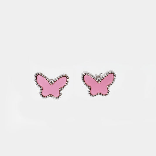 Παιδικά σκουλαρίκια ροζ πεταλούδες Mar and Mar Pink Butterfly Kids από ανοξείδωτο ατσάλι