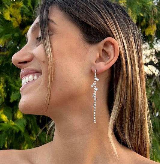 Σκουλαρίκια κρεμαστά με πέτρες ζιργκόν Lamella Earrings