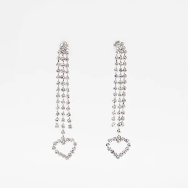 Σκουλαρίκια κρεμαστά καρδιά με πέτρες ζιργκόν Sparkle Hearts Earrings