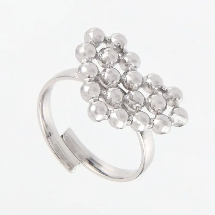 Γυναικείο δαχτυλίδι σε σχήμα καρδιάς Mar & Mar Heart Beads από ανοξείδωτο ατσάλι