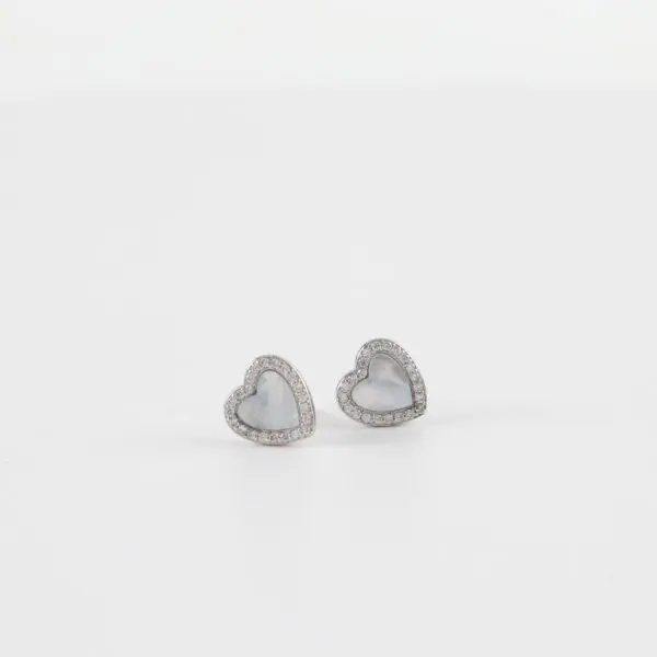 Σκουλαρίκια καρφωτά σε σχήμα καρδιά με ζιργκόν Mar & Mar Heart Studs από Ασήμι 925