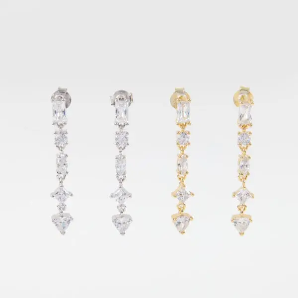 Σκουλαρίκια κρεμαστά με πέτρες ζιργκόν Mar & Mar Brixley Earrings από Ασήμι 925