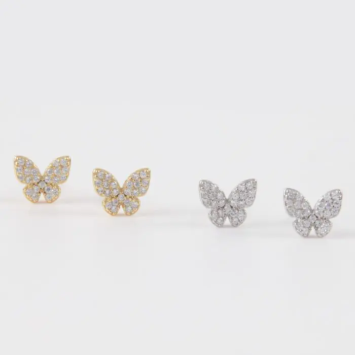 Σκουλαρίκια καρφωτά πεταλούδα με πέτρες ζιργκόν Mar & Mar Butterfly Studs από Ασήμι 925
