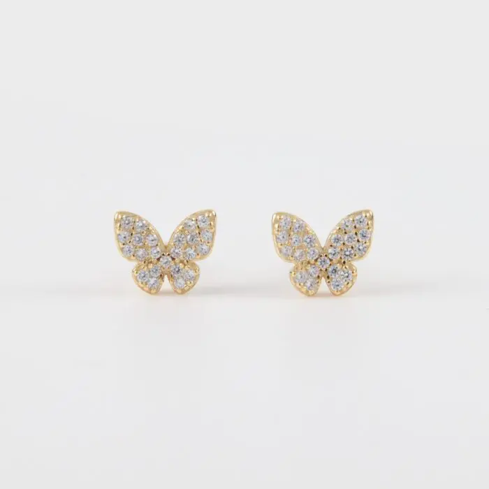 Σκουλαρίκια καρφωτά πεταλούδα με πέτρες ζιργκόν Mar & Mar Butterfly Studs από Ασήμι 925