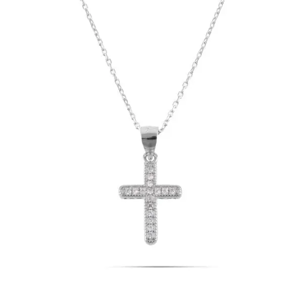 Κολιέ σταυρός με πέτρες ζιργκόν Mar & Mar Eleri Cross από ασήμι 925