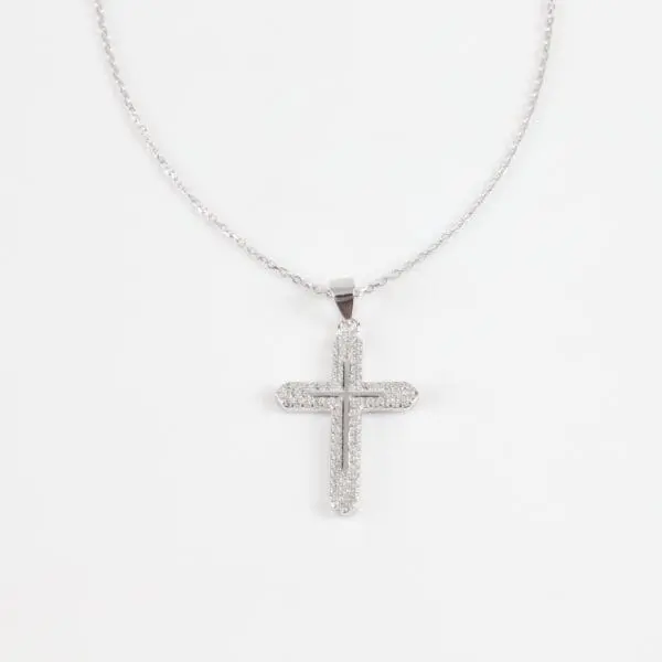 Κολιέ σταυρός με πέτρες ζιργκόν Mar & Mar Lucie Cross από ασήμι 925