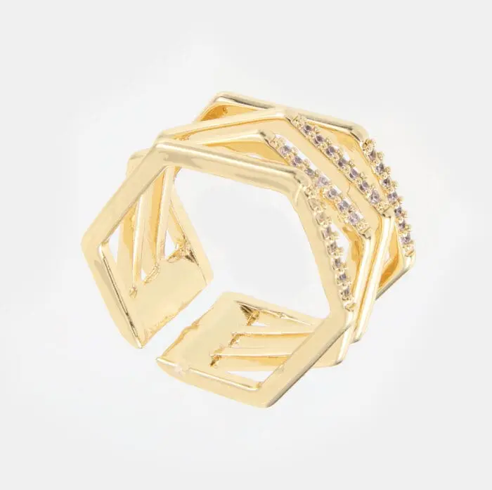 Γυναικείο δαχτυλίδι με ζιργκόν Mar & Mar Polygon από ανοξείδωτο ατσάλι