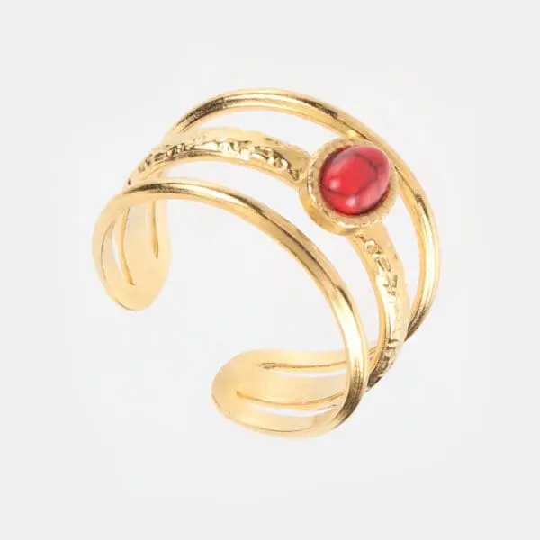 Γυναικείο δαχτυλίδι τριπλό με πέτρα Mar & Mar Mona Triple από ανοξείδωτο ατσάλι