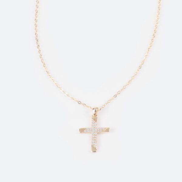 Κολιέ με σταυρό και πέτρες ζιργκόν Mar & Mar Kirsten Cross από ασήμι 925