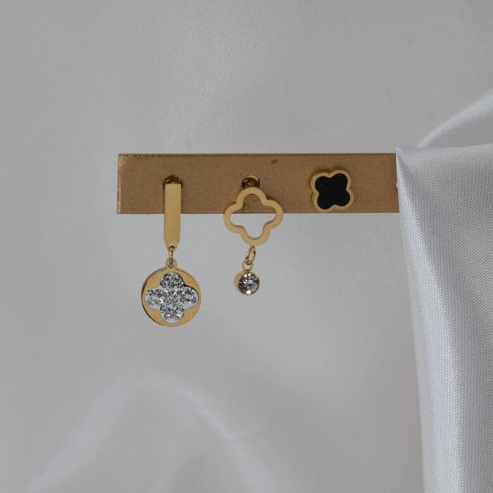 Σετ σκουλαρίκια με πέτρες ζιργκόν Mar & Mar Set Jolanda Sparkle Gold από ανοξείδωτο ατσάλι