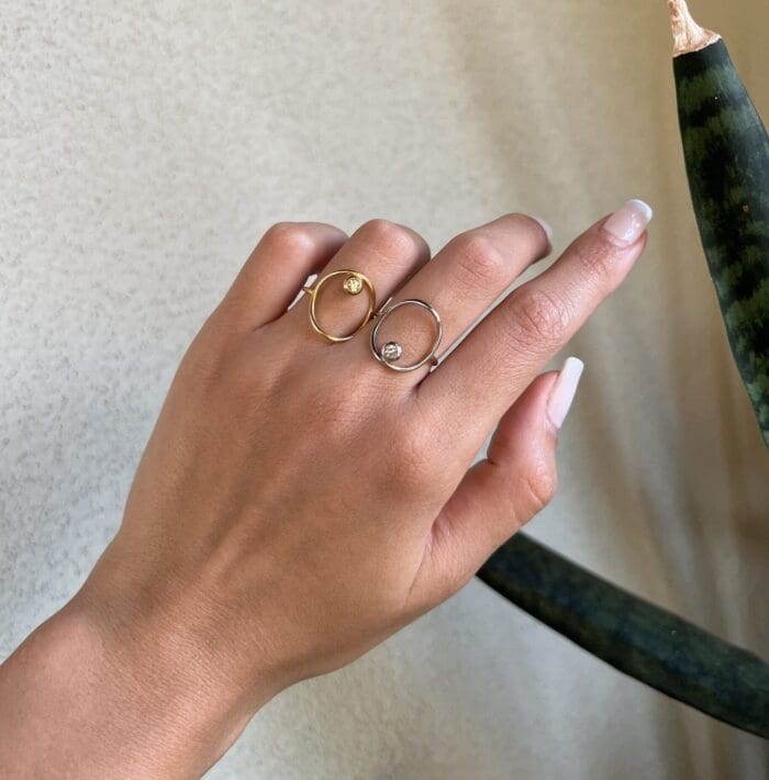 Γυναικείο δαχτυλίδι με ζιργκόν Mar & Mar Unida (Gold) από ανοξείδωτο ατσάλι