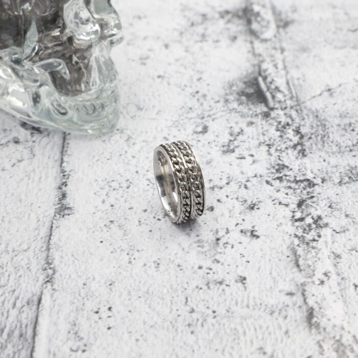 Ανδρικό δαχτυλίδι με διπλή αλυσίδα Mar & Mar Double Chained από ανοξείδωτο ατσάλι