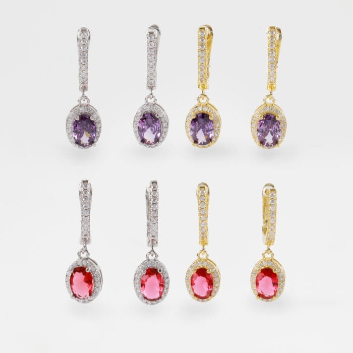 Σκουλαρίκια κρεμαστά με πέτρες ζιργκόν Mar & Mar Liorena Earrings από ασήμι 925