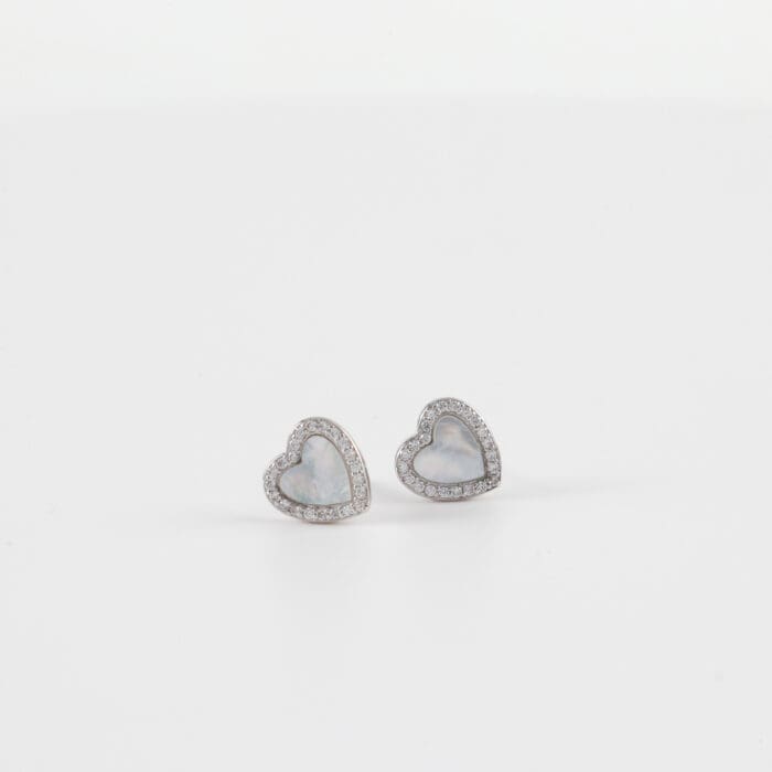 Σκουλαρίκια καρφωτά σε σχήμα καρδιά με ζιργκόν Mar & Mar Heart Studs από Ασήμι 925
