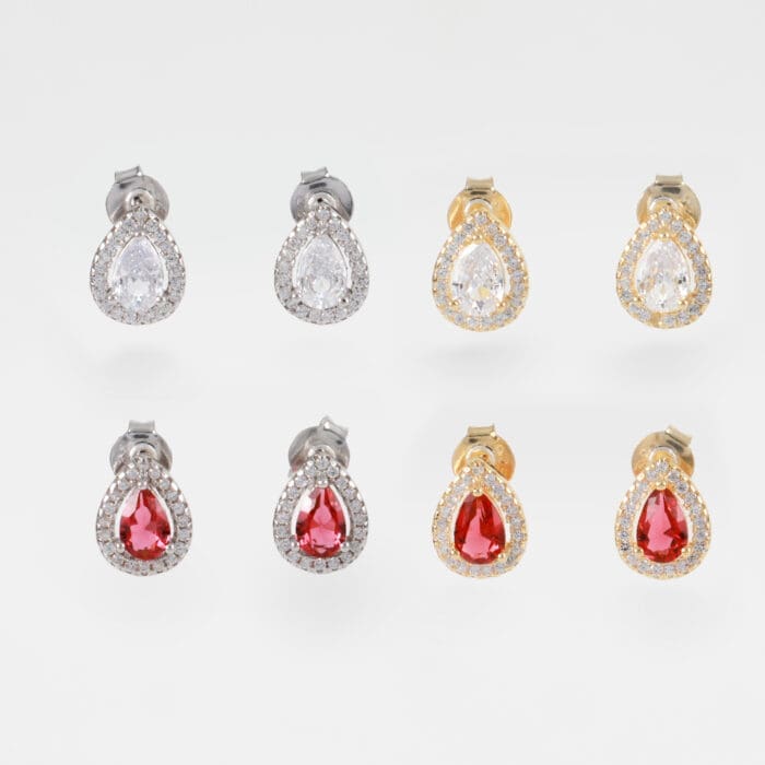 Σκουλαρίκια καρφωτά με πέτρες ζιργκόν Mar & Mar Teardrop Studs από Ασήμι 925