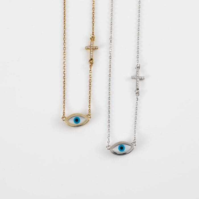 Κολιέ ματάκι με σταυρό Mar & Mar Eye Cross από Ασήμι 925