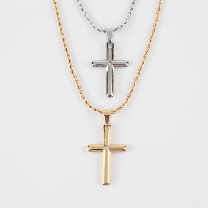 Κολιέ με σταυρό και ζιργκόν Mar & Mar Sergio Cross από ανοξείδωτο ατσάλι
