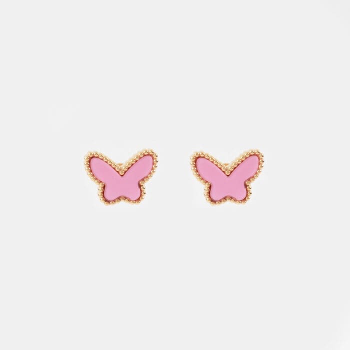 Παιδικά σκουλαρίκια ροζ πεταλούδες Mar & Mar Pink Butterfly Kids από ανοξείδωτο ατσάλι