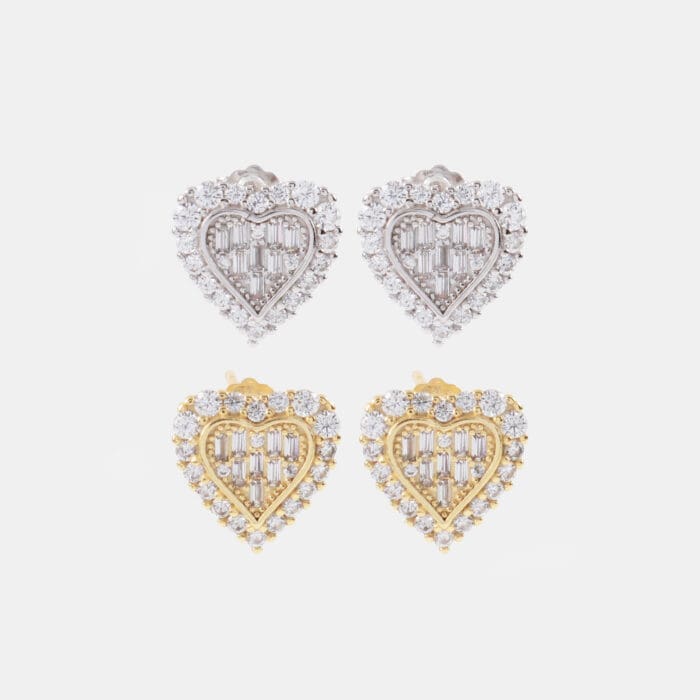 Σκουλαρίκια καρφωτά καρδιά με πέτρες ζιργκόν Mar & Mar Heart Sparkle II Studs από Ασήμι 925