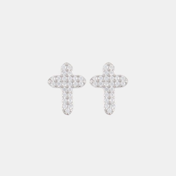 Σκουλαρίκια καρφωτά σταυρός με πέτρες ζιργκόν Mar & Mar Liyana Cross Studs από Ασήμι 925