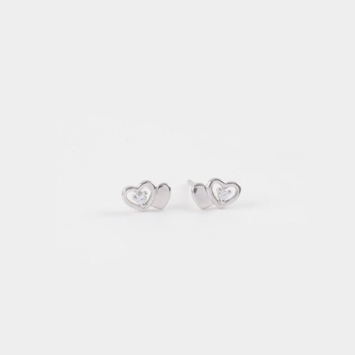 Παιδικά σκουλαρίκια καρφωτά καρδιές Mar & Mar Double Heart S925 Kids από ασήμι 925