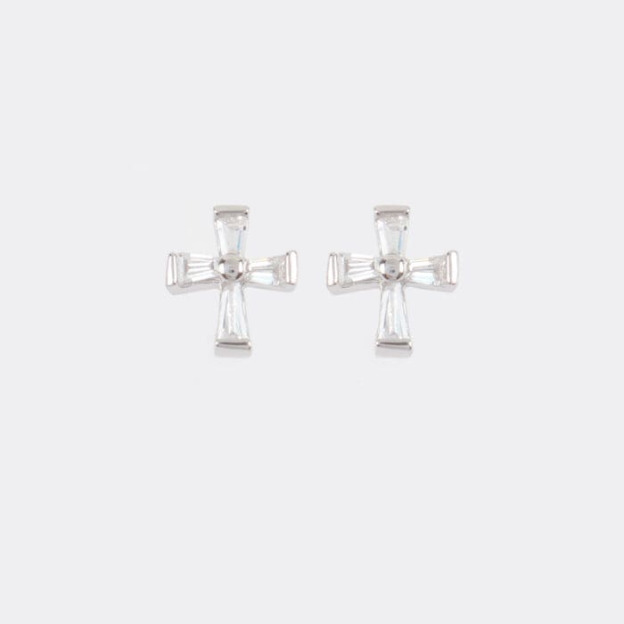 Σκουλαρίκια καρφωτά σταυρός με πέτρες ζιργκόν Mar & Mar Macie Cross Studs από Ασήμι 925