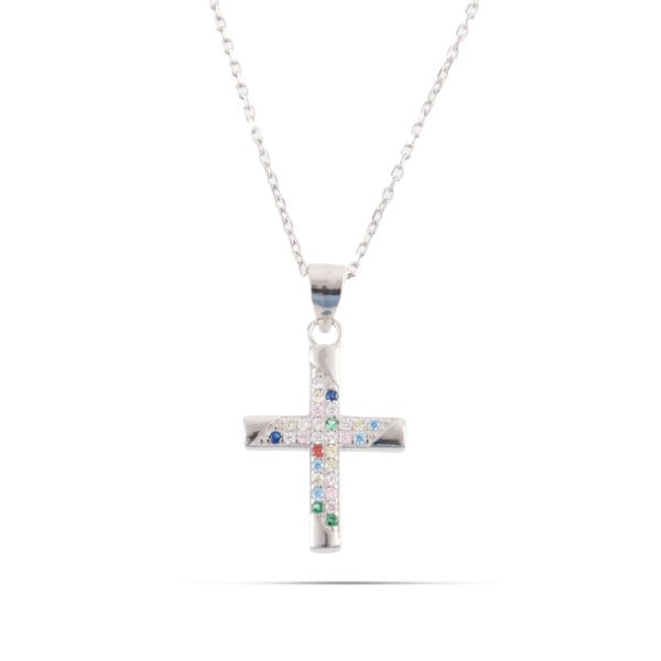 Κολιέ με σταυρό και πέτρα ζιργκόν Mar & Mar Janet Cross από ασήμι 925