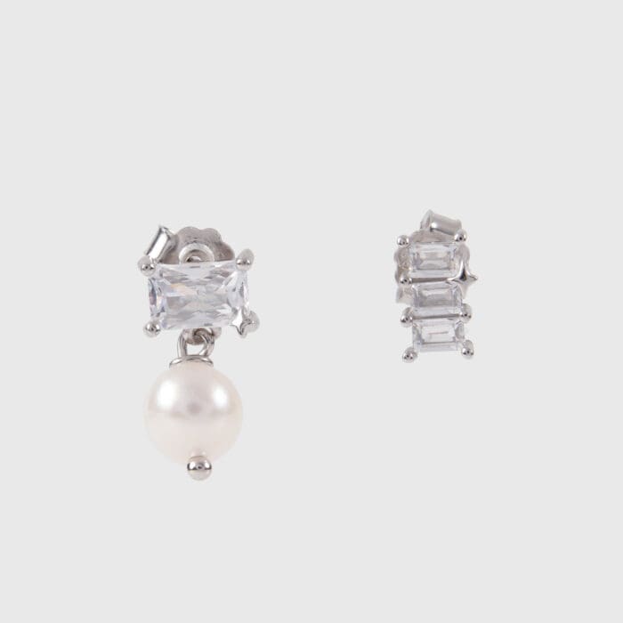 Σκουλαρίκια καρφωτά με πέρλα και πέτρες ζιργκόν Mar & Mar Samara Pearl Studs από Ασήμι 925