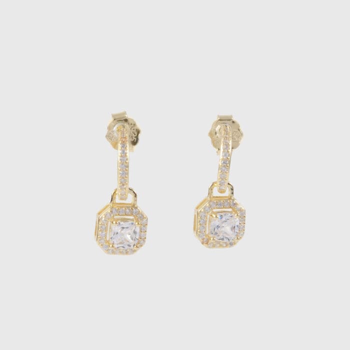 Σκουλαρίκια κρεμαστά με Baguette και ζιργκόν πέτρες Mar & Mar Kacie από Ασήμι 925