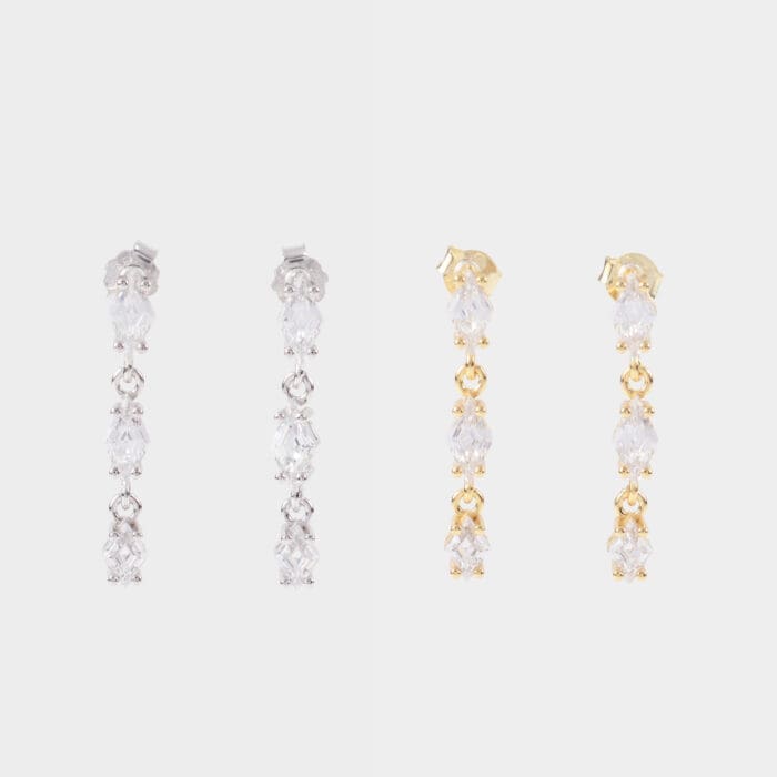 Σκουλαρίκια κρεμαστά με πέτρες ζιργκόν Mar & Mar Annie Earrings από Ασήμι 925