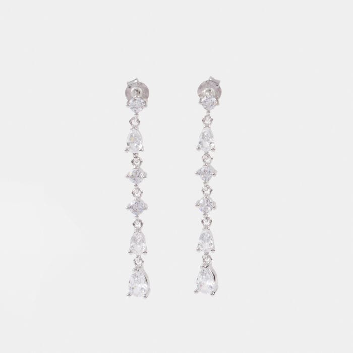 Σκουλαρίκια κρεμαστά με πέτρες ζιργκόν Mar & Mar Claudia Earrings από Ασήμι 925
