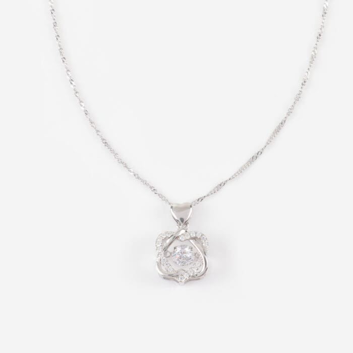 Κολιέ με καρδιά και πέτρες ζιργκόν Mar & Mar Hearts Knot από Ασήμι 925