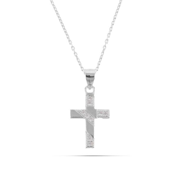 Κολιέ σταυρός με πέτρες ζιργκόν Mar & Mar Vance Cross από ασήμι 925