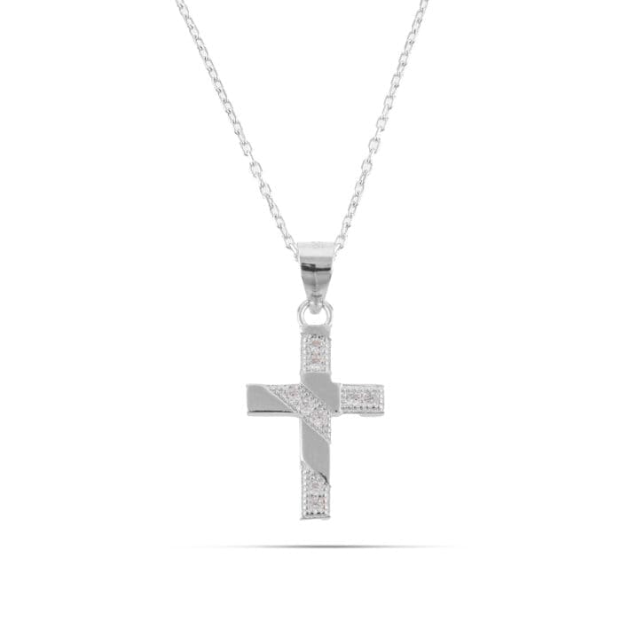 Κολιέ σταυρός με πέτρες ζιργκόν Mar & Mar Vance Cross από ασήμι 925