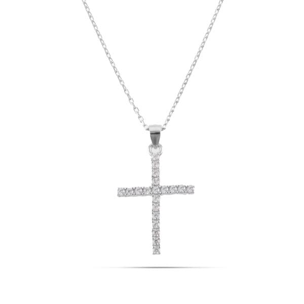 Κολιέ σταυρός με πέτρες ζιργκόν Mar & Mar Stephenson Cross από ασήμι 925