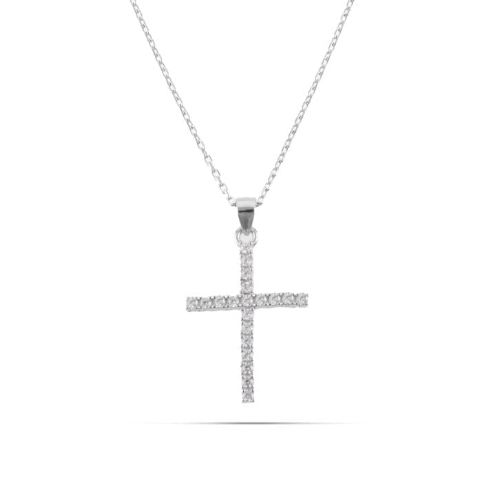 Κολιέ σταυρός με πέτρες ζιργκόν Mar & Mar Stephenson Cross από ασήμι 925