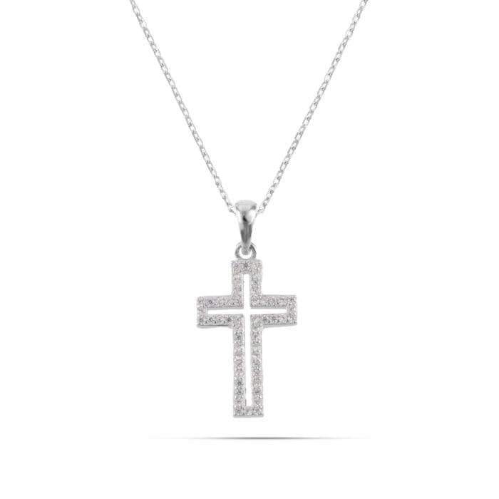 Κολιέ σταυρός με πέτρες ζιργκόν Mar & Mar Torres Cross από ασήμι 925