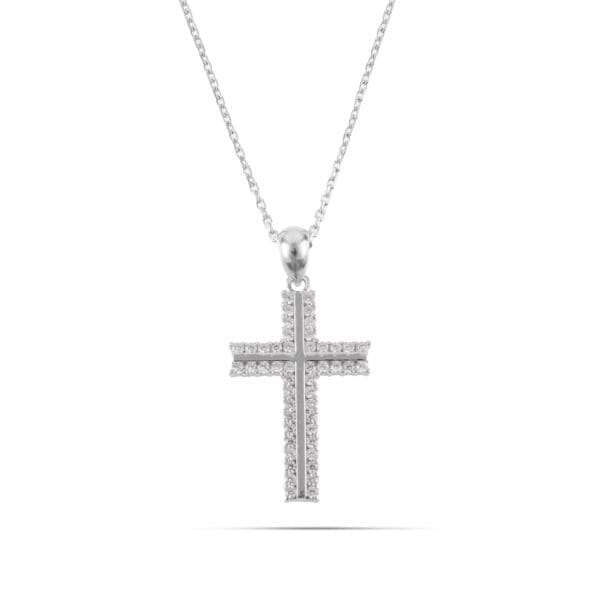 Κολιέ σταυρός με πέτρες ζιργκόν Mar & Mar Saunder Cross από ασήμι 925