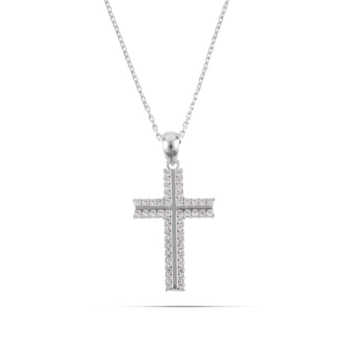 Κολιέ σταυρός με πέτρες ζιργκόν Mar & Mar Saunder Cross από ασήμι 925