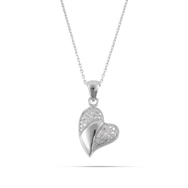 Κολιέ καρδιά με πέτρες ζιργκόν Mar & Mar Madison Heart από Ασήμι 925