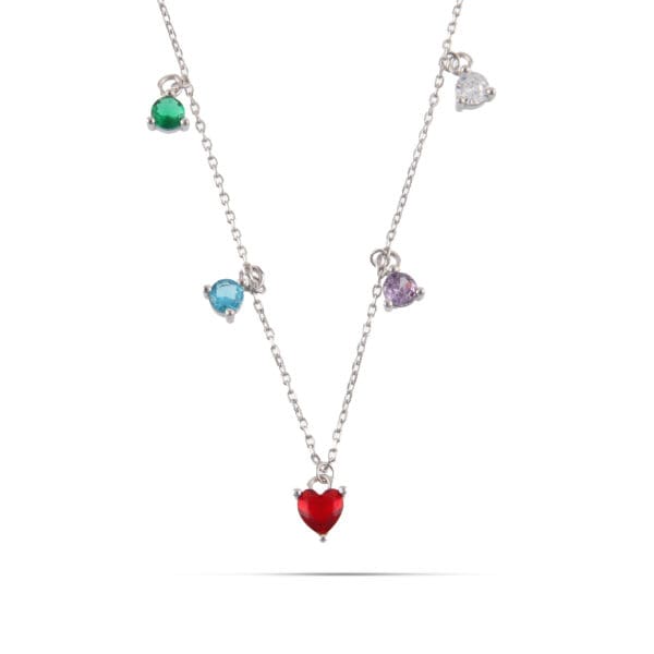 Κολιέ καρδιά με πολύχρωμες πέτρες ζιργκόν Mar & Mar Harriet Heart από Ασήμι 925