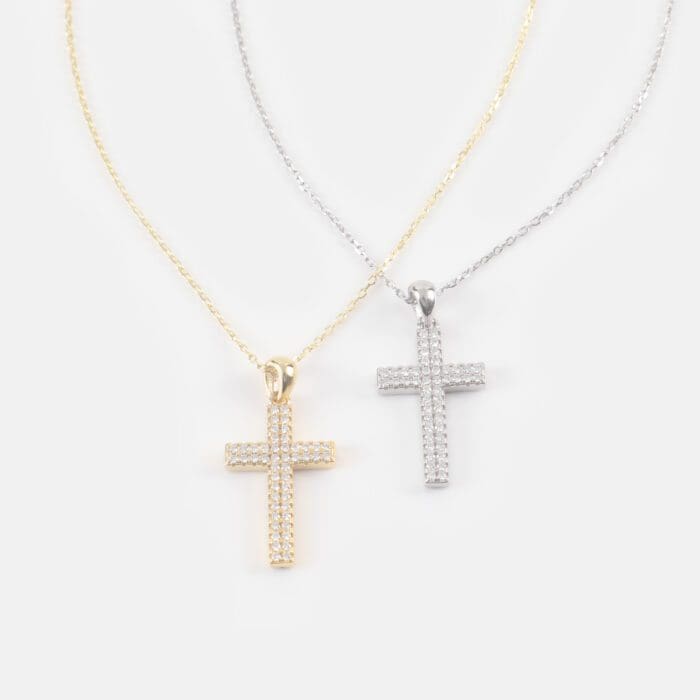 Κολιέ σταυρός με πέτρες ζιργκόν Mar & Mar Giselle Cross από Ασήμι 925