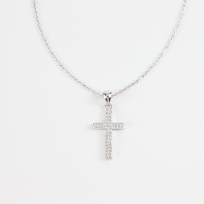 Κολιέ σταυρός με πέτρες ζιργκόν Mar & Mar Giselle II Cross από ασήμι 925